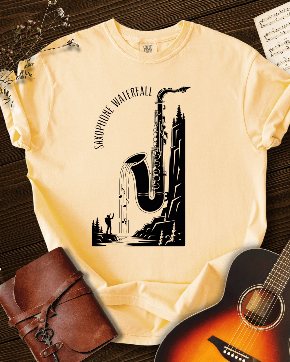 Saxophone Waterfall T-shirt Comfort Colors
