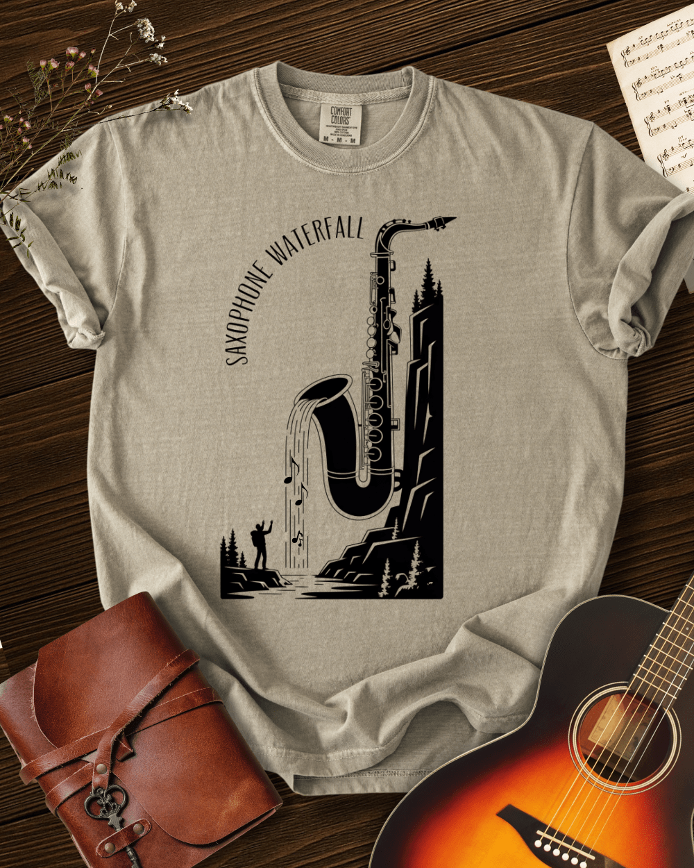 Saxophone Waterfall T-shirt Comfort Colors