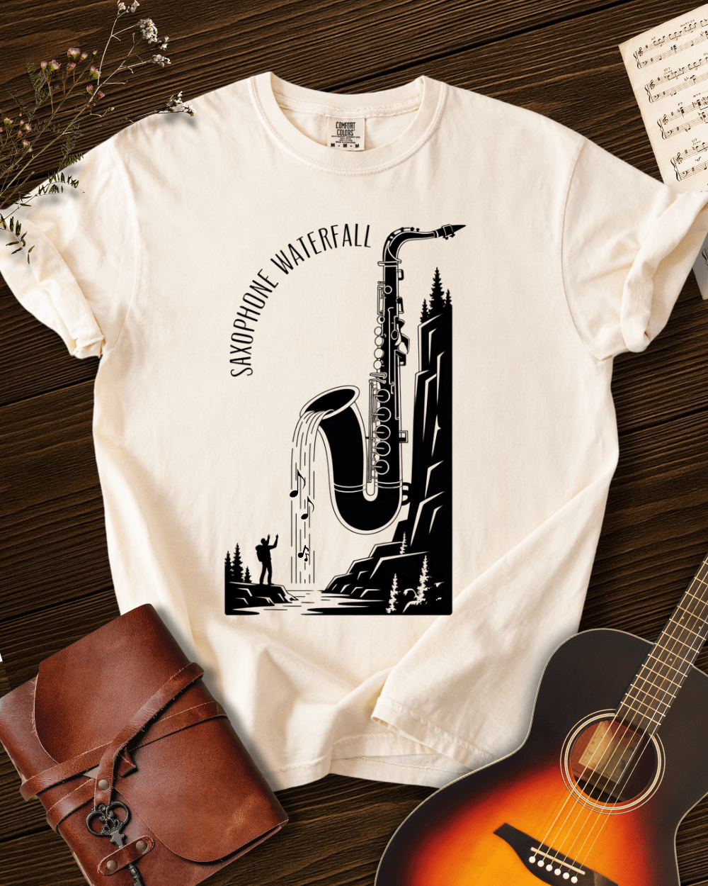 Saxophone Waterfall T-shirt Comfort Colors