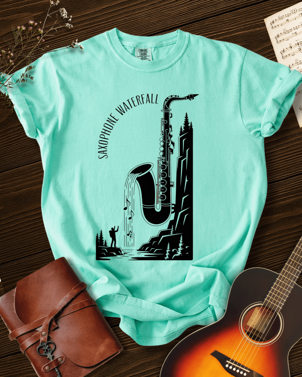 Saxophone Waterfall T-shirt Comfort Colors