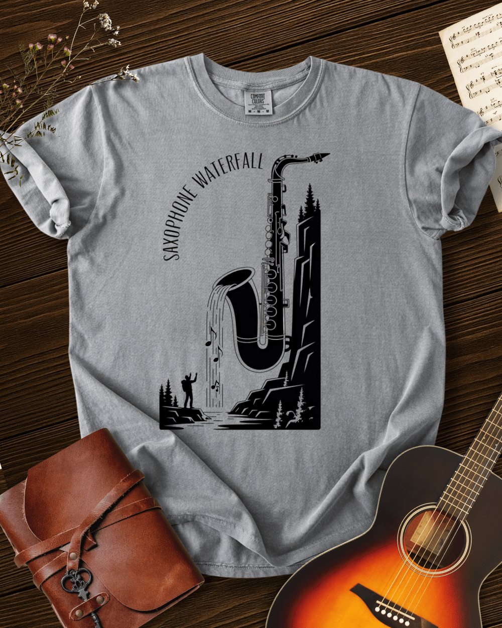Saxophone Waterfall T-shirt Comfort Colors