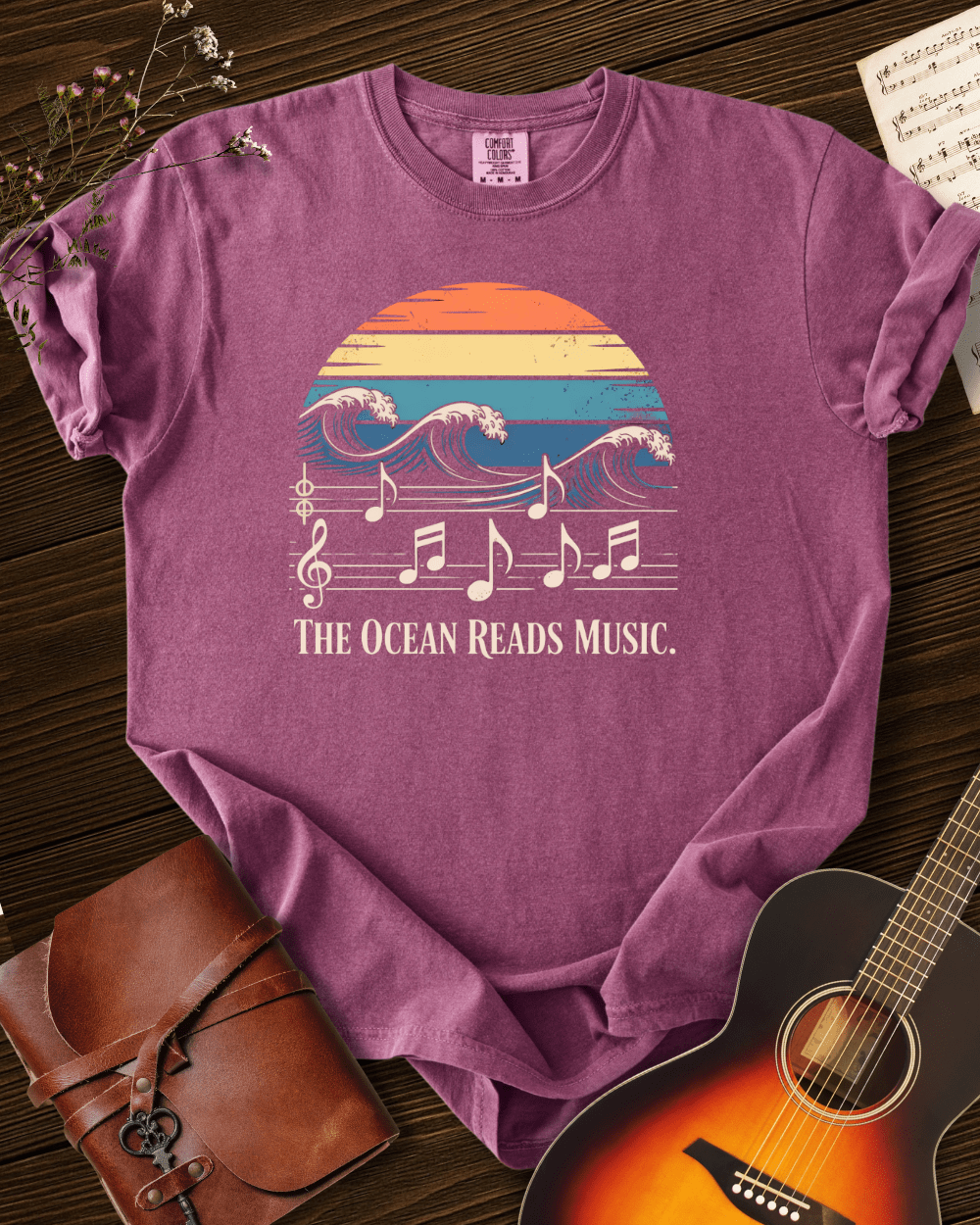 The Ocean Reads Music T-Shirt Comfort Colors