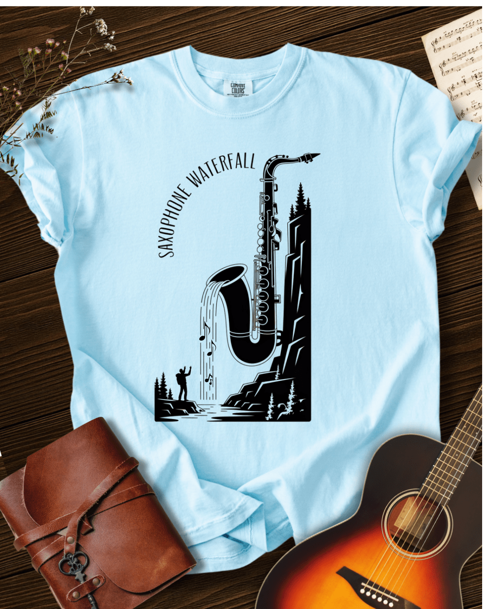 Saxophone Waterfall T-shirt Comfort Colors
