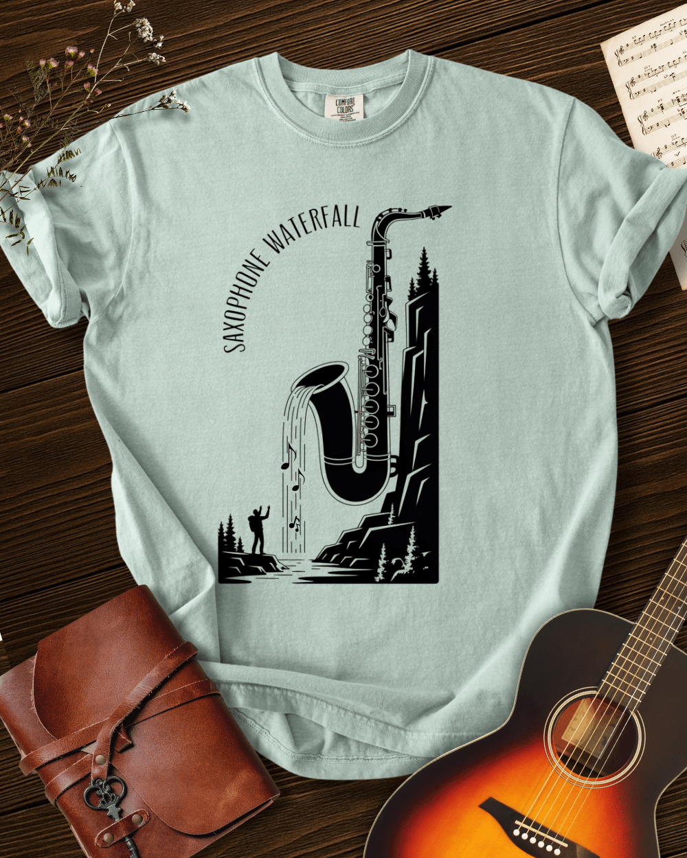 Saxophone Waterfall T-shirt Comfort Colors