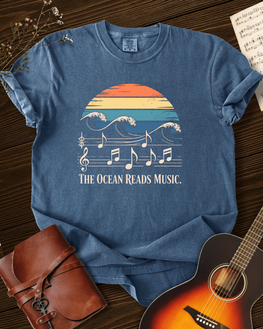The Ocean Reads Music T-Shirt Comfort Colors