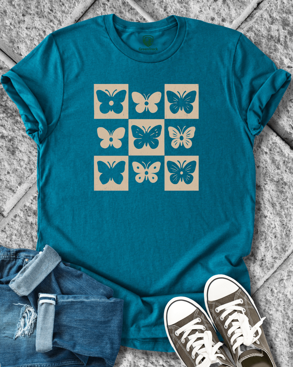 Checkered Butterflies Tee