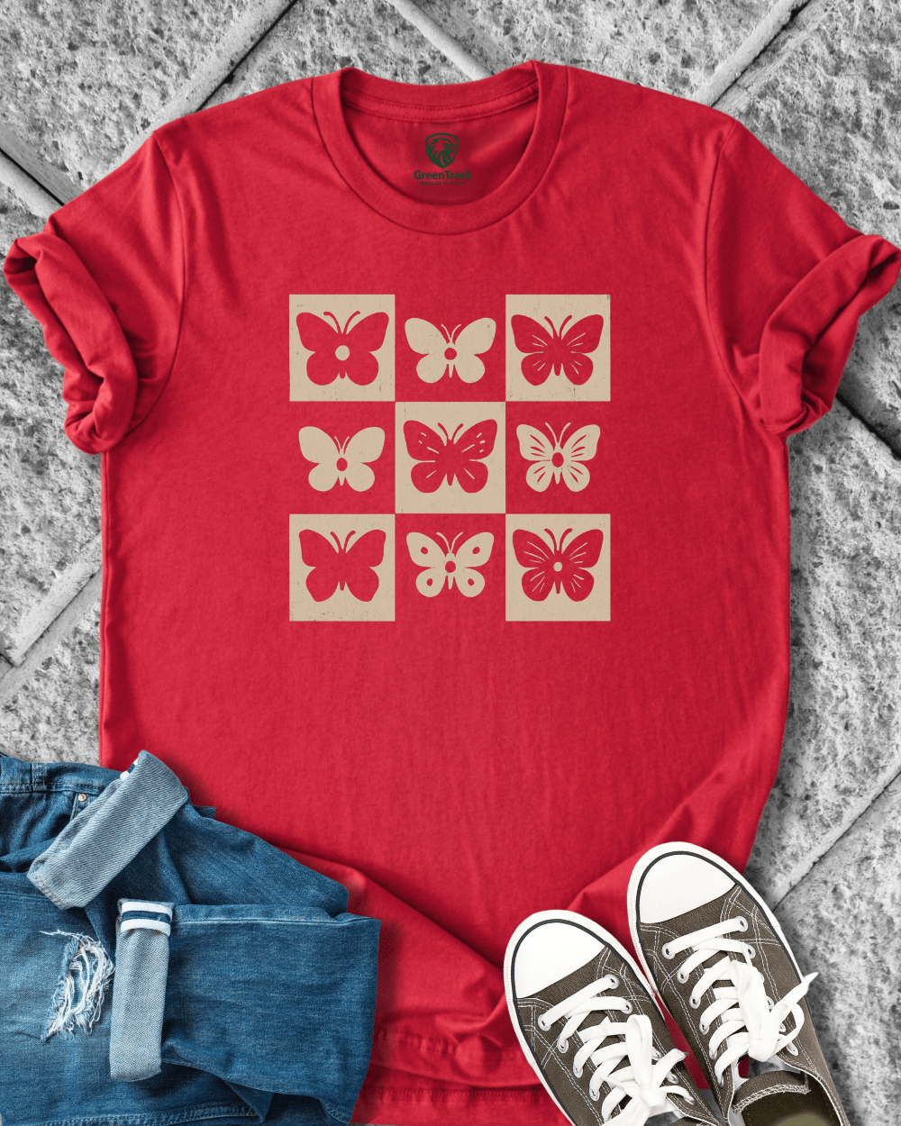 Checkered Butterflies Tee
