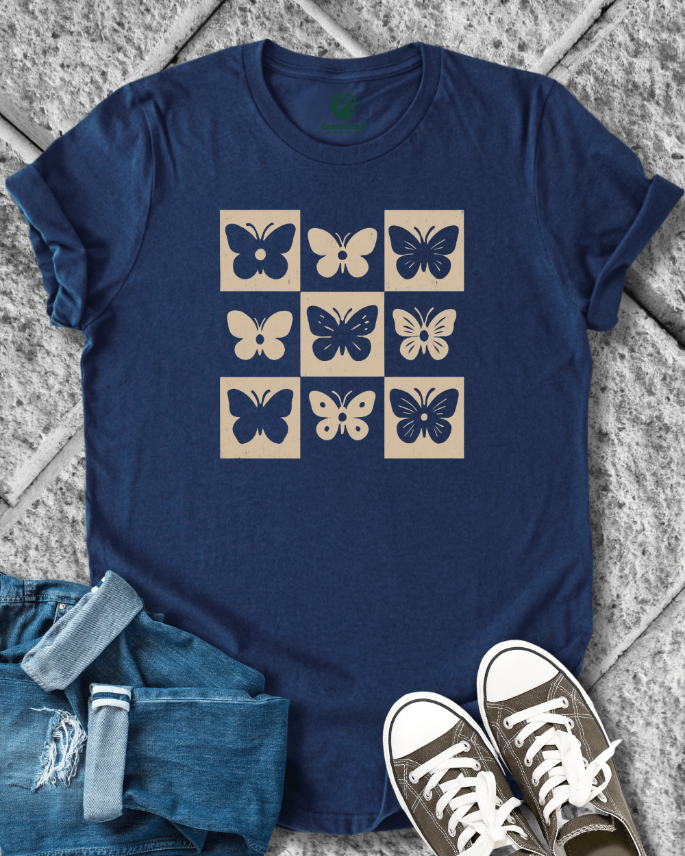 Checkered Butterflies Tee