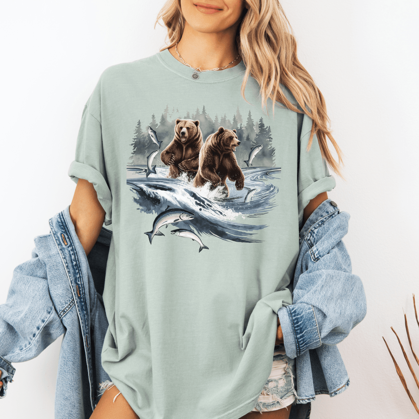 Bear Catching Salmon Tee