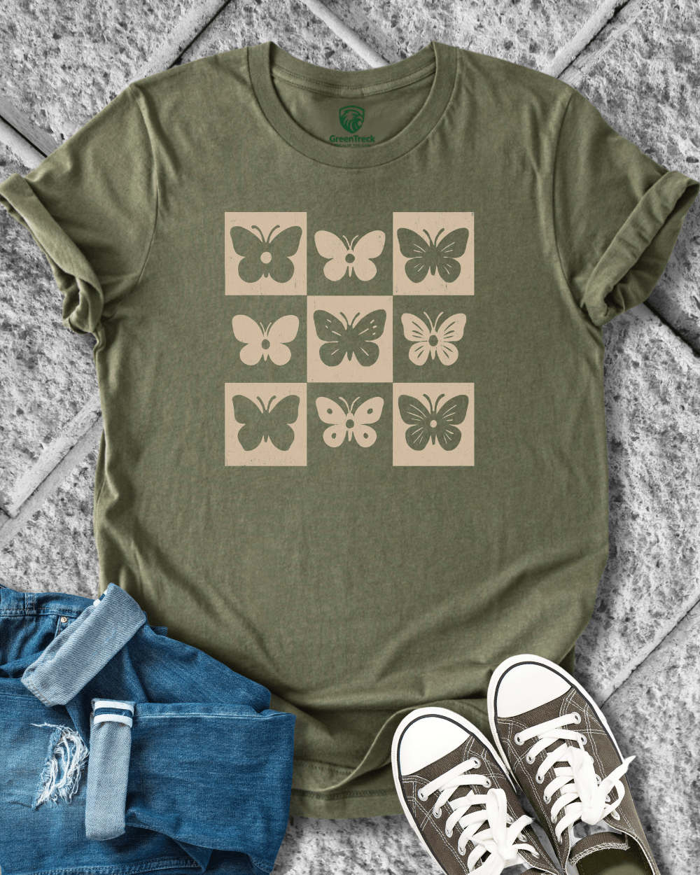 Checkered Butterflies Tee