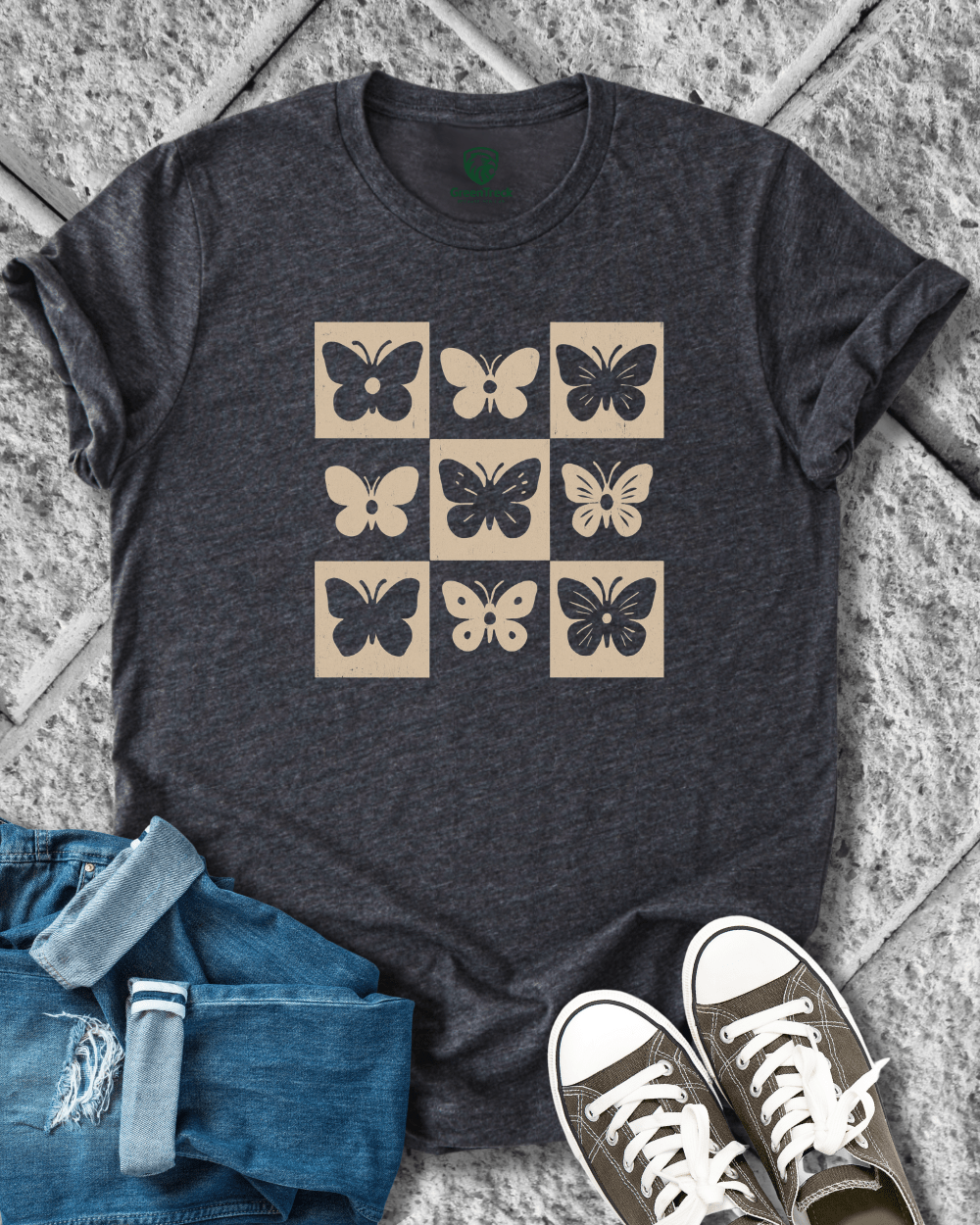 Checkered Butterflies Tee
