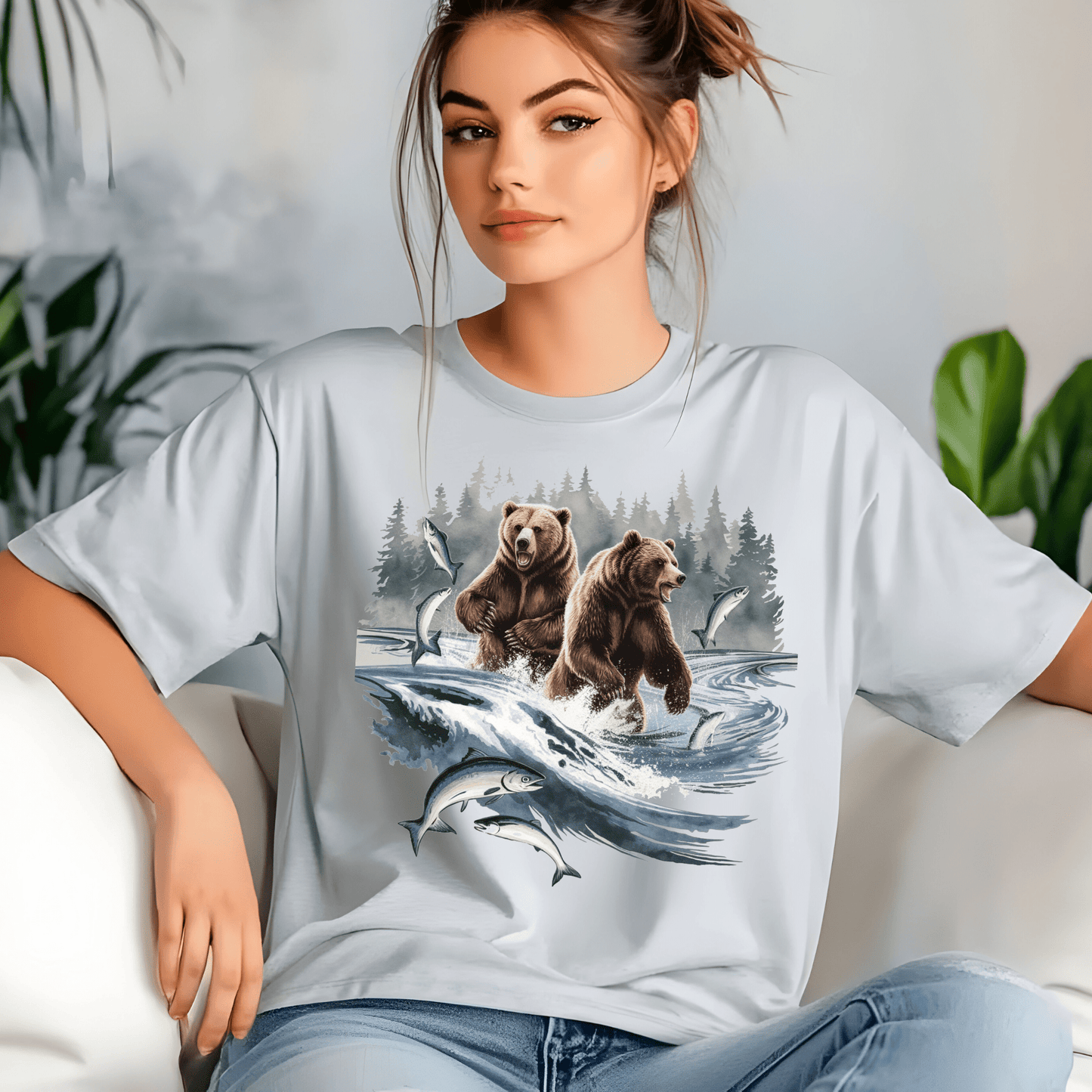 Bear Catching Salmon Tee